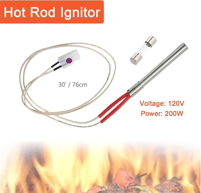OUTGIK Heavy Duty Steel Porcelain-Enameled Fire Burn Pot and Hot Rod Ignitor Kit Replacement Parts for Traeger & Pit Boss Wood Pellet Grill, Igniter Ignition BBQ Part - Image 3